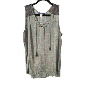 NWT Simply Styled by Sears Women Sleeveless Tassels Lace Boho Sz Med